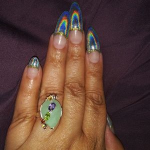 Beautiful sterling silver Celadon Jade ring